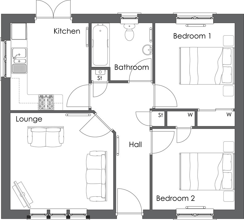 Assynt 2 bedroom House  Types Pat Munro Homes