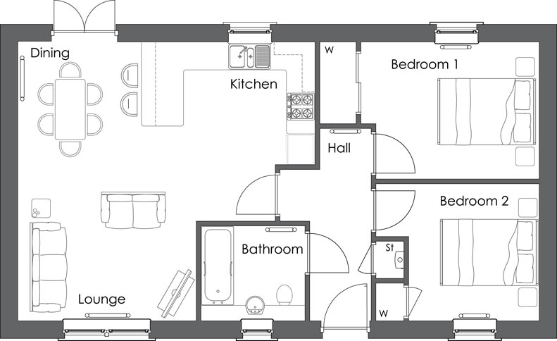 Bannoch 2 bedroom House Types Pat Munro Homes